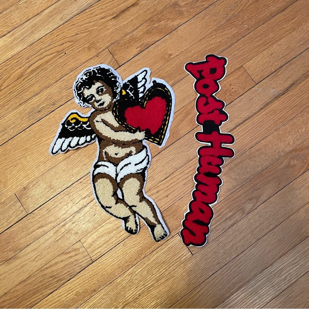 Large Angel and Text Rug Set patches